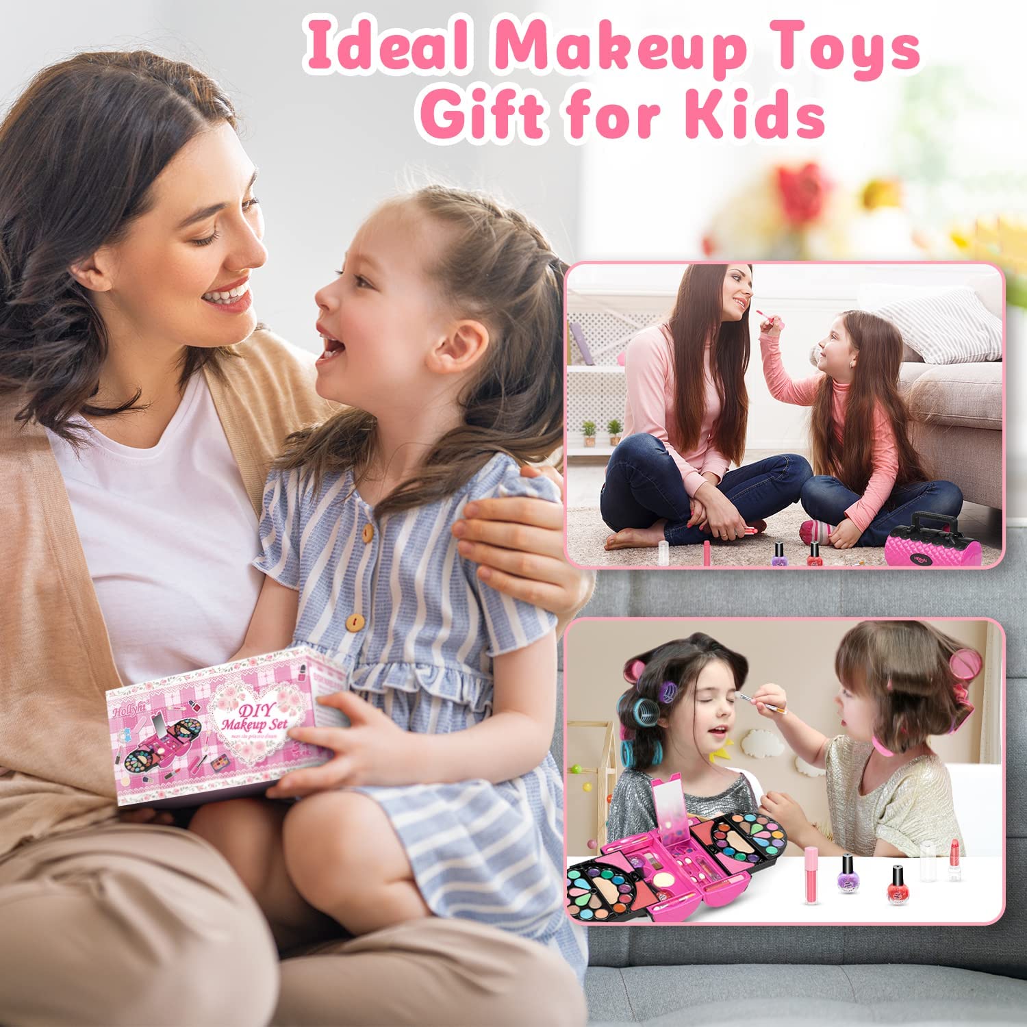 56 Pcs Real Kids Makeup Kit for Girls, Washable Pretend Play